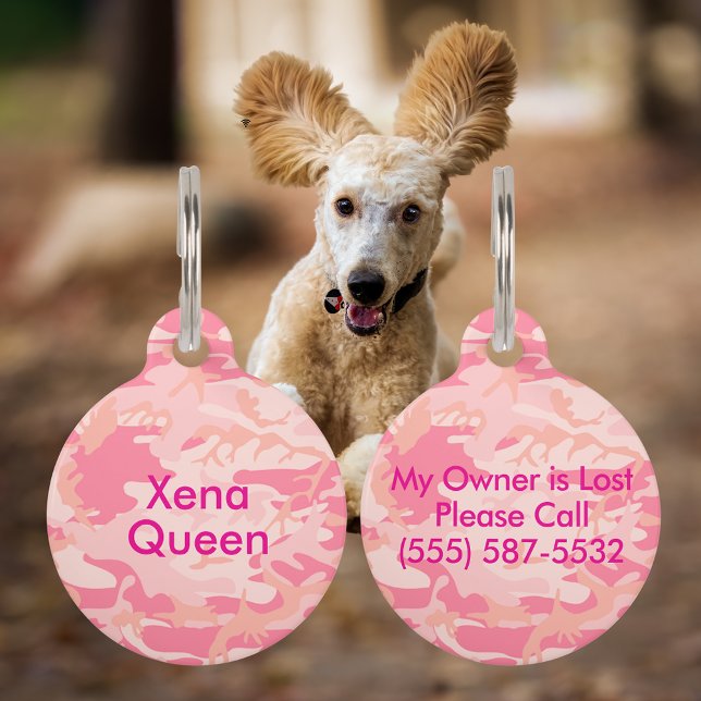Camouflage Pastel Pink Abstrakt Pink Name Haustiermarke (Camouflage Pastel Pink Abstract Pet Name Pet ID Tag)