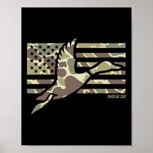 Camouflage Patriotic Mallard Duck Camouflage Flyin Poster