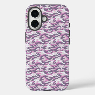 Camouflage Pattern in double Gray and Pink iPhone 16 Hülle