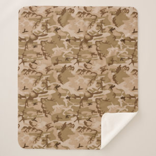 Camouflage Pattern, Wüstentanen und Braun Sherpadecke