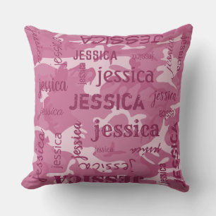 Camouflage Personalisierter Kurzer Name Rosa Kissen