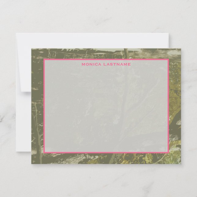 Camouflage & Pink Personalisiert Flat Notecard Mitteilungskarte (Vorderseite)