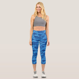Camouflage Print, Blauer Camouflage Muster kundens Capri Leggings