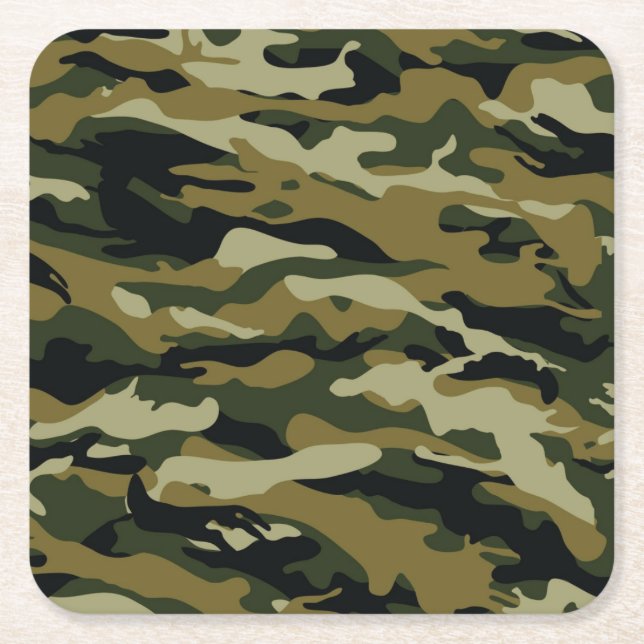 Camouflage Rechteckiger Pappuntersetzer (Vorderseite)