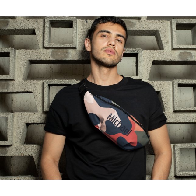 Camouflage Retro Militär Modernes Monogramm Bauchtasche (Von Creator hochgeladen)