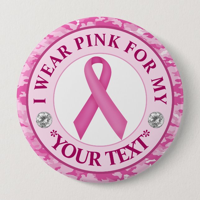 Camouflage Ribbon Breast Cancer Awareness Design Button (Vorderseite)
