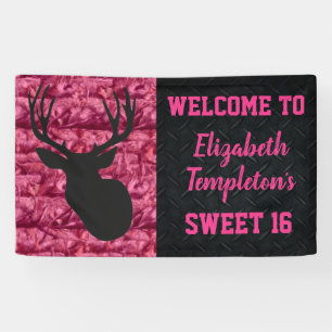 Camouflage-rosa 16. Geburtstag-Rotwild-Jagd-Fahne Banner