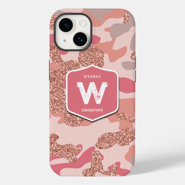 Camouflage Rose Gold Blush Pink Camouflage Arena M Case-Mate iPhone Hülle (Rückseite)