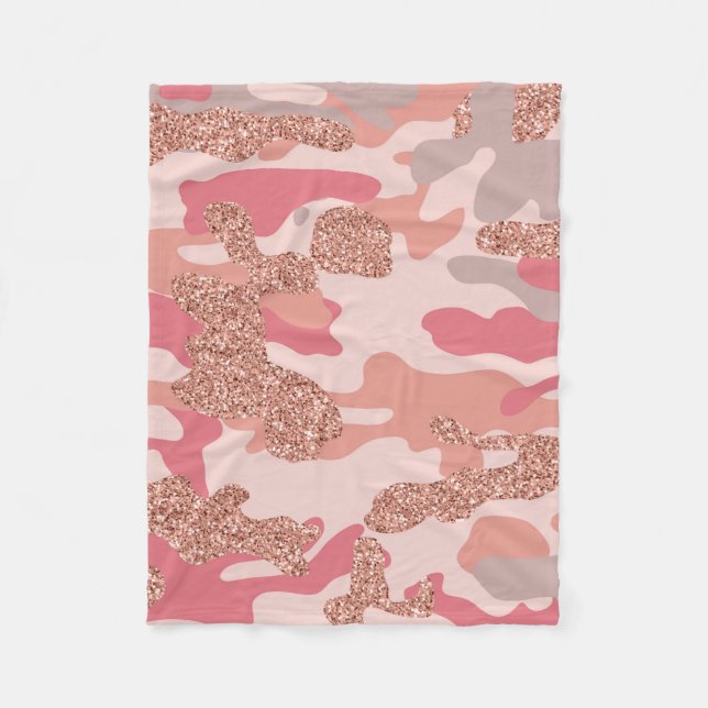Camouflage Rose Gold Blush Pink Camouflage Arena M Fleecedecke (Vorderseite)