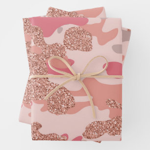 Camouflage Rose Gold Blush Pink Camouflage Arena M Geschenkpapier Set