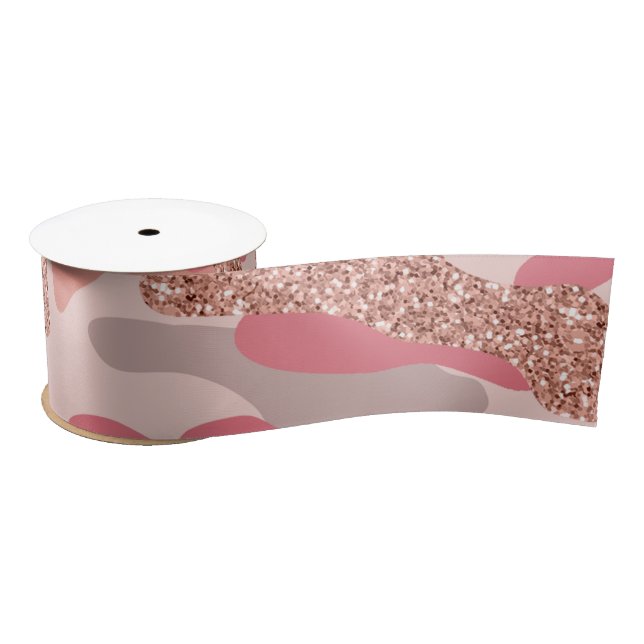 Camouflage Rose Gold Blush Pink Camouflage Arena M Satinband (Spule)