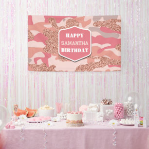 Camouflage Rose Gold Blush Pink Camouflage Army Ge Banner