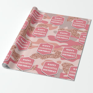 Camouflage Rose Gold Blush Pink Camouflage Geburts Geschenkpapier