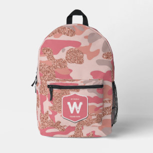 Camouflage Rose Gold Rosa Camouflage Girl Bedruckter Rucksack