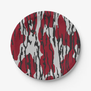 Camouflage Rot und Weiß Mädchen Pappteller