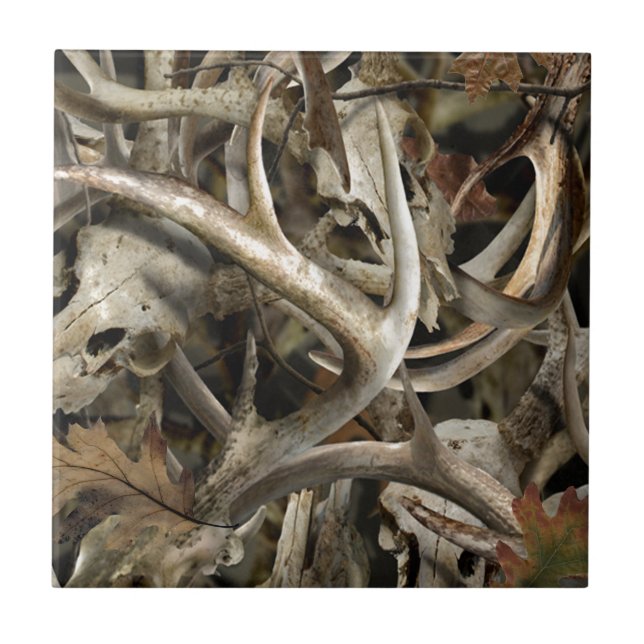 Camouflage-Rotwild-Schädel Fliese (Vorderseite)