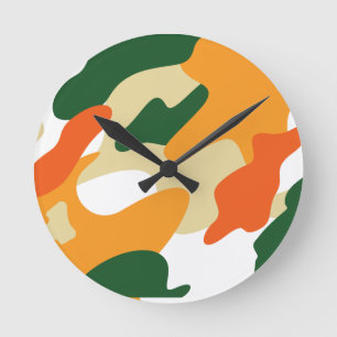 camouflage runde wanduhr