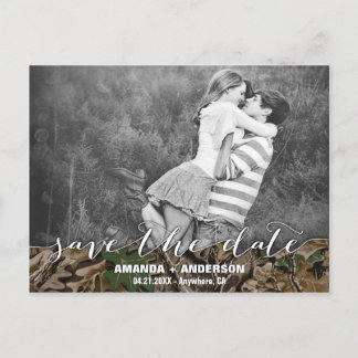 Camouflage Rustikales Foto Speichern Sie die Datum Ankündigungspostkarte