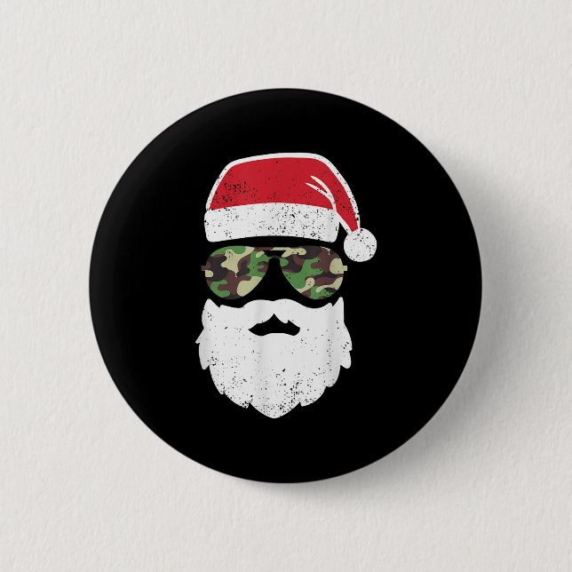 Camouflage Santa Claus Sungles Camouflage Weihnach Button (Vorderseite)