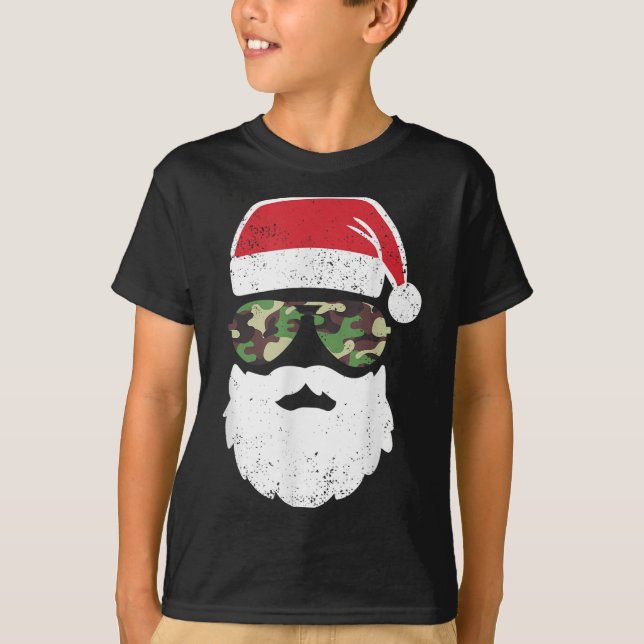 Camouflage Santa Claus Sungles Camouflage Weihnach T-Shirt (Vorderseite)