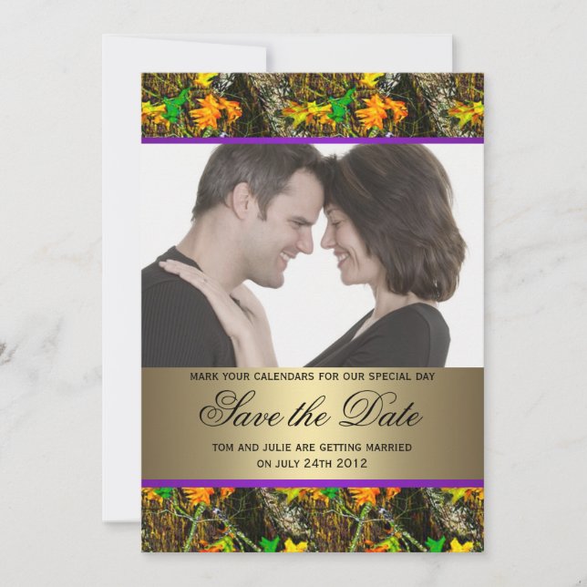 Camouflage Save the Date Foto Einladung (Vorderseite)