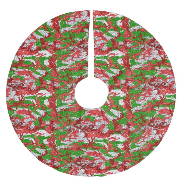 Camouflage Silver Xmas Muster Polyester Weihnachtsbaumdecke (Vorderseite)