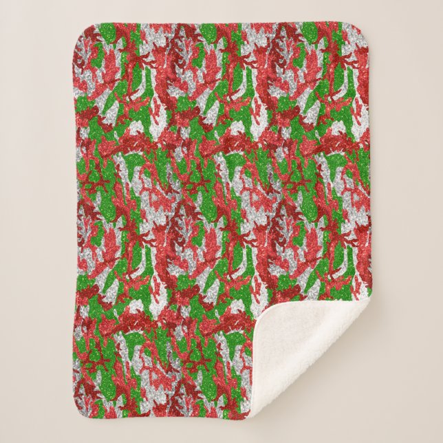 Camouflage Silver Xmas Muster Sherpadecke (Vorderseite)