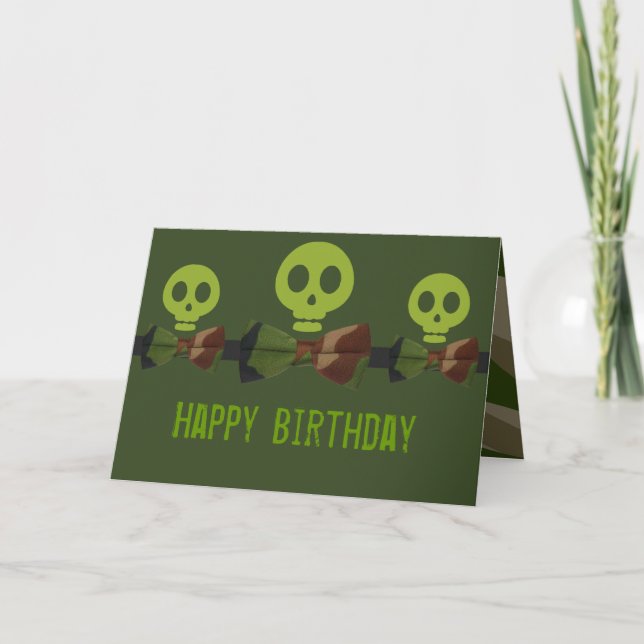 Camouflage Skeleton Geburtstag Karte (Vorderseite)