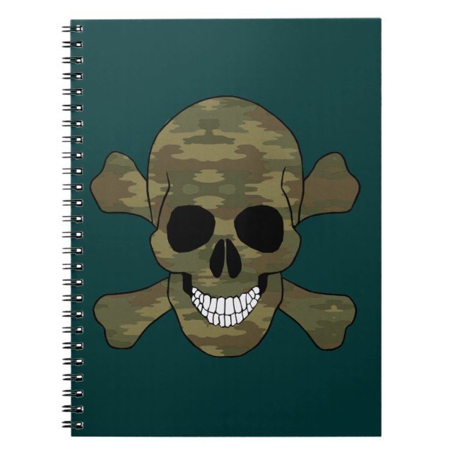 Camouflage Skull and Crossbones Notebook Notizblock (Vorderseite)