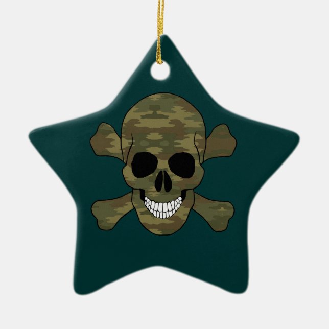 Camouflage Skull and Crossbones Star Ornament (Vorne)