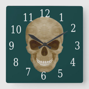 Camouflage Skull Clock Quadratische Wanduhr