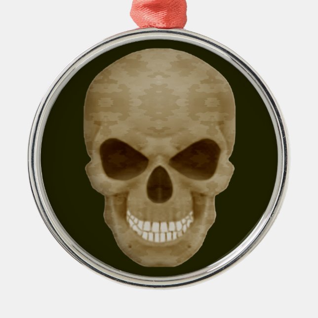 Camouflage Skull Round Ornament (Vorne)