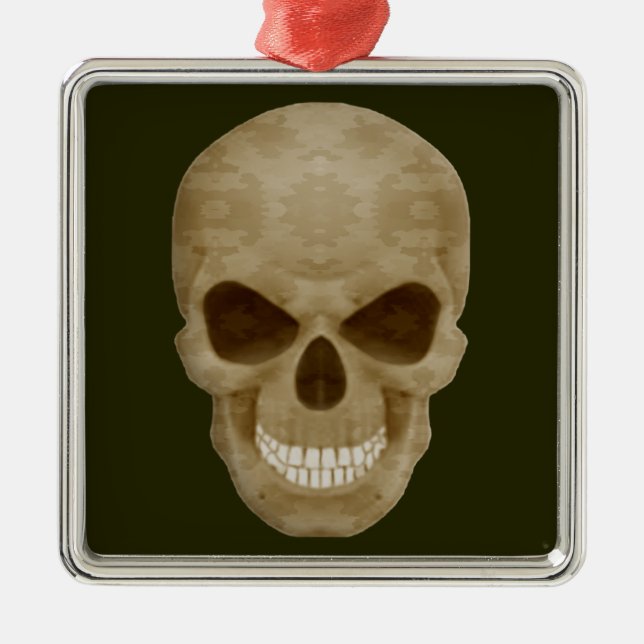Camouflage Skull Square Ornament (Vorne)