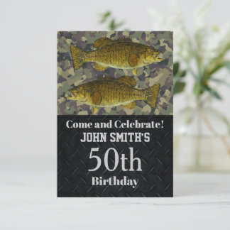 Camouflage Smallmouth Bass Angeln 50. Geburtstag Einladung