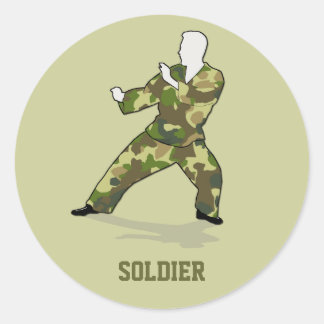 Camouflage Soldat in Schwarz-Grün-Khaki-Abzeichen- Runder Aufkleber