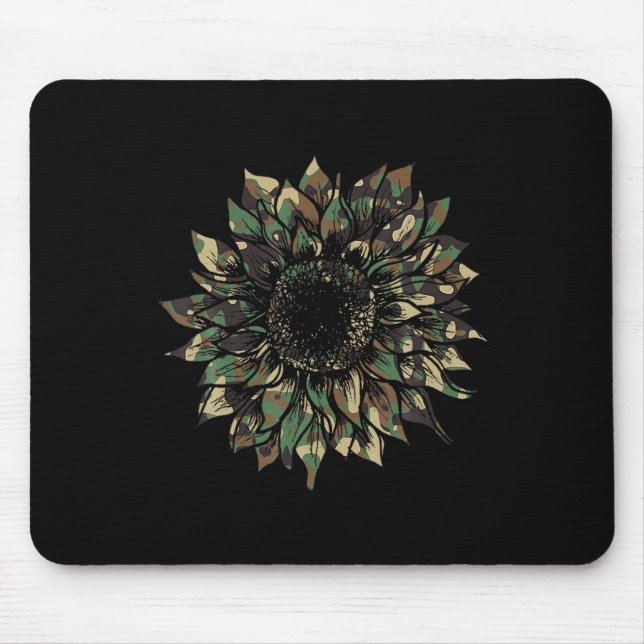 Camouflage Sonnenblumen Jagd Hippie Abenteuer Natu Mousepad (Vorne)