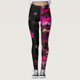 Camouflage-Star-Leggings in Schwarz und Rosa Leggings