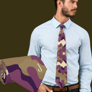 Camouflage tarnt lila grüne initiale Krawatte
