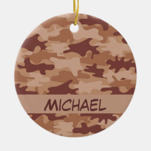Camouflage-Tarnungs-Name Browns TAN personalisiert Keramik Ornament