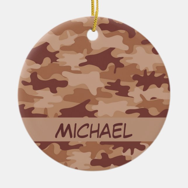 Camouflage-Tarnungs-Name Browns TAN personalisiert Keramik Ornament (Vorne)