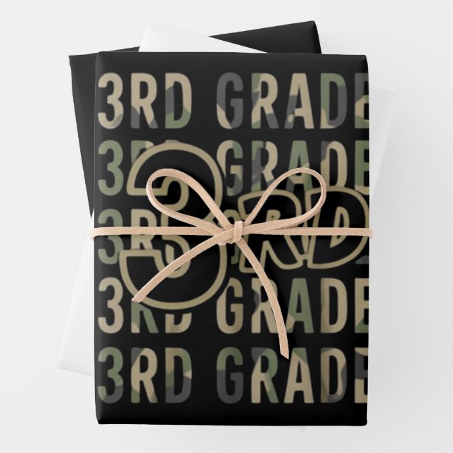 Camouflage Team 3. Klasse Platz zurück zum Schulle Geschenkpapier Set (Beispiel)