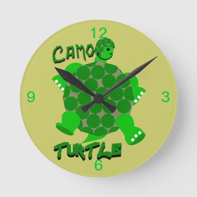 Camouflage Turtle Clock Runde Wanduhr (Vorderseite)
