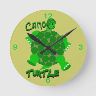 Camouflage Turtle Clock Runde Wanduhr