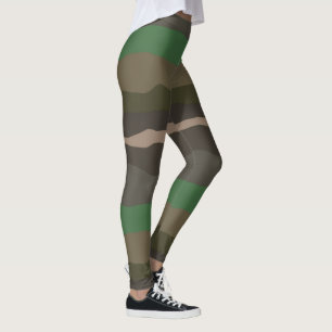 Camouflage und grüne abstrakte Streifen Leggings