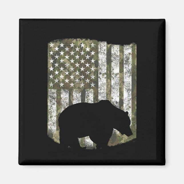 Camouflage US Flag Bär Grizzly Camoflage Jäger Magnet (Vorne)