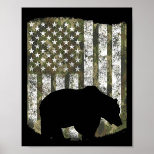 Camouflage US Flag Bär Grizzly Camoflage Jäger Poster