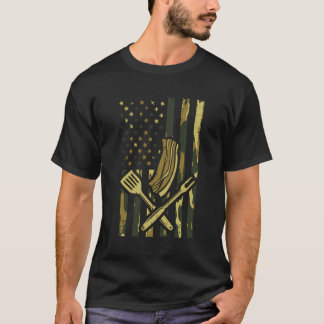 Camouflage US Flag Grillen Meat Grill Barbecue Pat T-Shirt