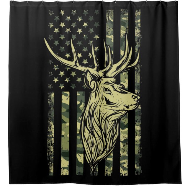 Camouflage US Flag Hirschelch Buck Camoflage Jagd Duschvorhang (Vorderseite)