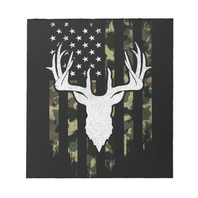 Camouflage Us Flag Hirschelch Buck Camoflage Jagd Notizblock (Vorderseite)