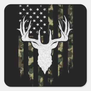 Camouflage Us Flag Hirschelch Buck Camoflage Jagd Quadratischer Aufkleber